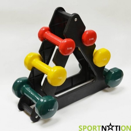 Цветные гантели с подставкой FitLogic Home Vinyl Dumbbell Set - 18026