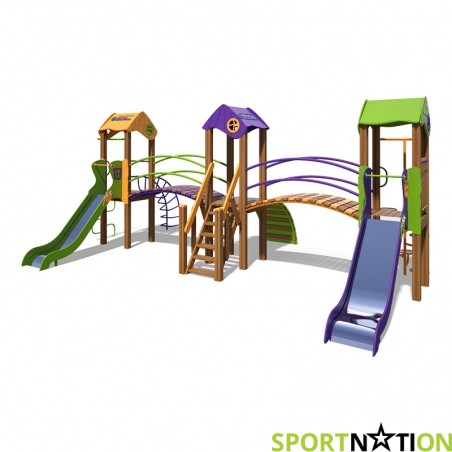 Игровой комплекс оранжево-фиолетово-зеленый "Карапуз-NEW" InterAtletika T803 NEW - 17523