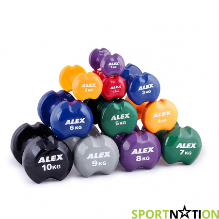 Цветные виниловые гантели  Alex Vinyl Dumbbell 5 kg - 18033