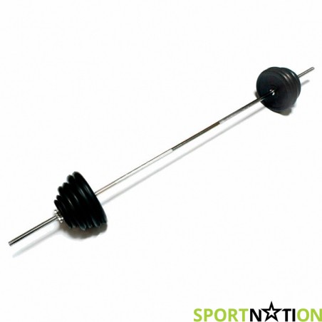 Штанга наборная с прорезиненными дисками FitLogic Home Rubber bar 75 kg - 18045